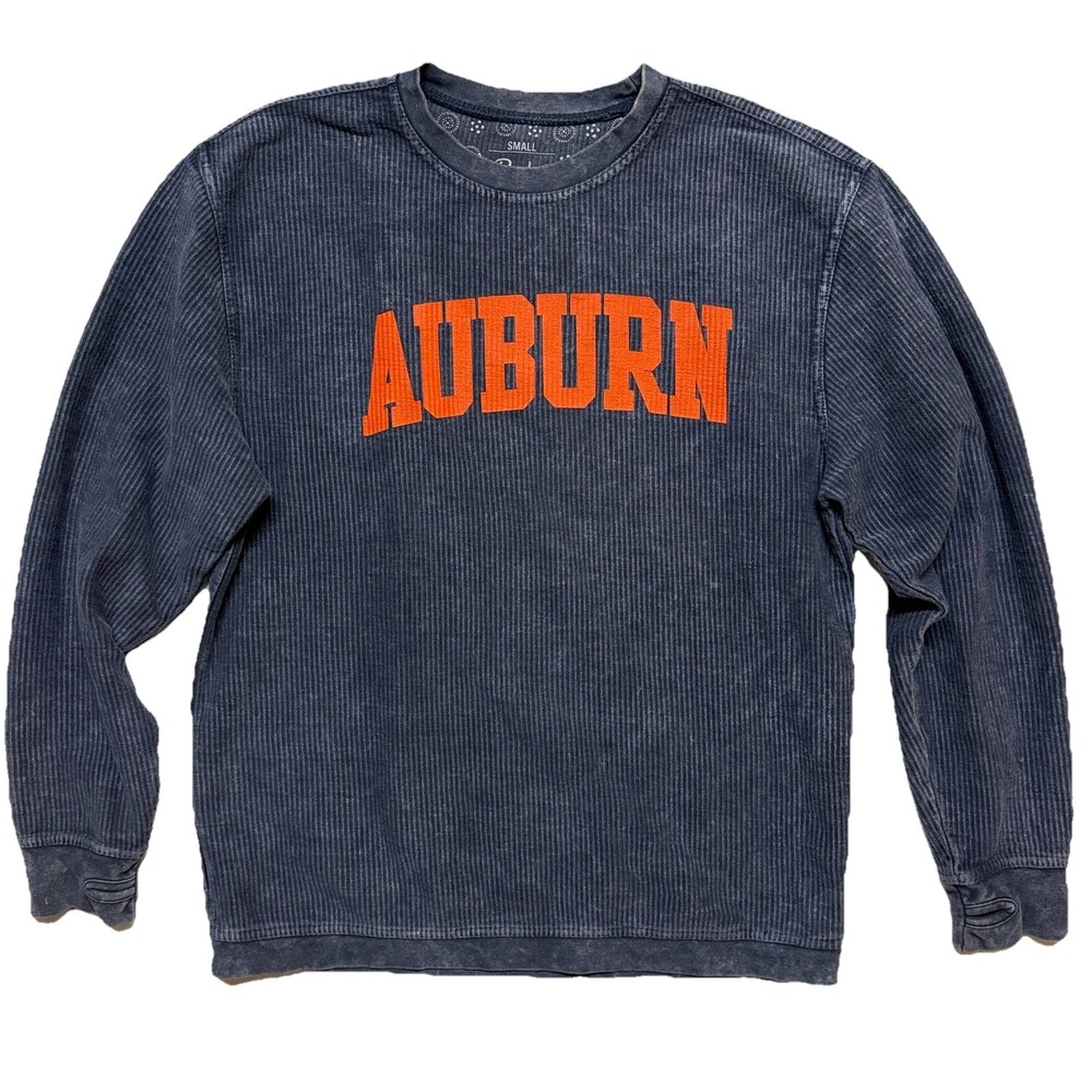 Auburn Pressbox By Royce Ribbed Sweatshirt Blue‎ Long Sleeve Cotton Crew Size S